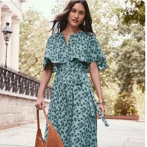 LOFT Floral Cape Midi Dress